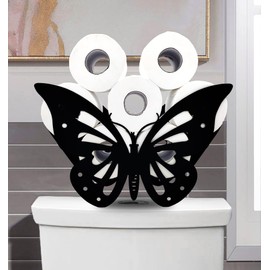 Euiroet Black Butterfly Toilet Tissue Holder,Animal Paper Holders,Decorative Metal Paper Holder,Funny Toilet Paper Storage for Bathrooms,FreeStanding Metal Toilet Paper Organizer Hold Extra 8 Rolls