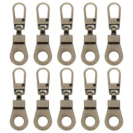 PATIKIL Zipper Pull Replacement, 10 Pcs Detachable Metal Zipper Tab Repair Kit Puller with Lock Zipper Slider for Clothing Purse Suitcase Backpacks, Bronze