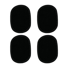 4-Pack Suede Leather Elbow Patches, Sew-On Oval Fabric Repair Patches for Jumpers Sweaters Jackets Jeans Trousers, 14x9cm Black Clothing Repair Appliques for Craft Sewing