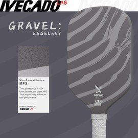 2024 IVECADO Pickleball Paddle Edgeless Carbon Fiber Thermoformed Pickle Ball Rackets Elongated Shape 16mm Honeycomb Core for Men and Women