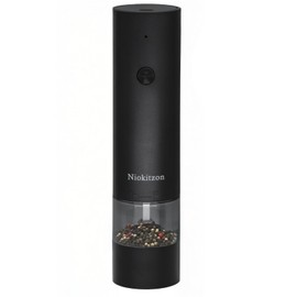 Electric Pepper Grinder with Adjustable Coarseness Electric salt and Pepper Grinder shakers set One-Hand Operation for Rechargeable Automatic Pepper Mill Grinder (black)