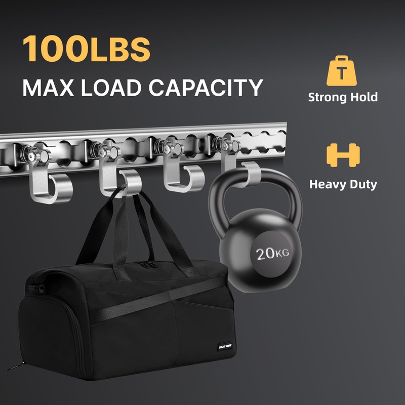 4 Pack L Track Hooks with Single Stud Fitting, Spring-Loaded