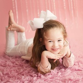 Oaoleer Big Hair Bows for Girls 12 PCS 6" White Grosgrain Ribbon Large Boutique Bow Alligator Clips Hair Accessories for Toddlers Little Girls Kids