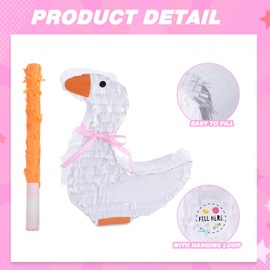 One Silly Goose Pinata with Stick and Blindfold for 1st Birthday Decorations Baby Shower Carnival Party Supplies One Silly Goose Party Games
