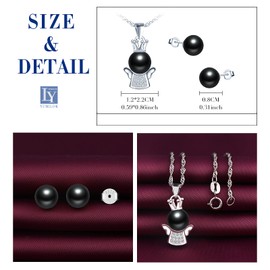 Yumilok Women's Necklace with Pendant Women's Earrings Pearl Stud Earrings Guardian Angel Jewellery Set for Women Girls Hypoallergenic 925 Silver, Sterling Silver Pearl Sterling Silver Pearl Zirconia,