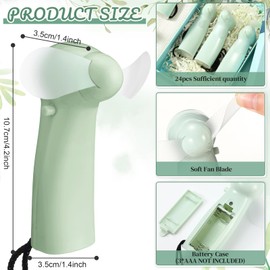 Rossesay 24 Pcs Mini Portable Electric Fan Bulk Powerful Personal Handheld Fan for Wedding Favors Summer Music Festival Travel Camping, Battery Not Include(Sage Green)
