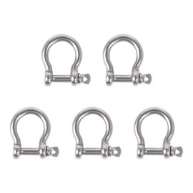 CNBTR Silver 304 Stainless Steel European Style M5 Anchor Shackle Bow Rigging with Pin Clevis Ring Pack of 5