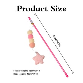 HDBHBH Cat Teaser Wand Toy with Plush Ball, Bite-Resistant Elastic Rope, Star Pendant & Comfortable Grip, Durable Kitten Toys for Indoor Cats, Stimulates Exercise (Blue)