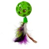 JW Pet Cataction Feather Ball with Bell, Cat Toy, Green,