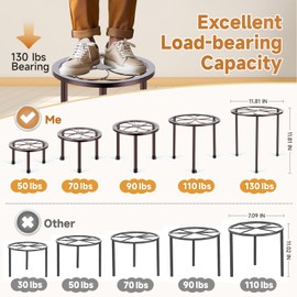 Amaoot 5 Pack Metal Plant Stand, Anti-Rust Iron Plant Stands for Indoor and Outdoor, Heavy Duty Flower Pot Stands for Multiple Plant, Black Potted Plant Holder for Garden Home (5 Pack Brown)