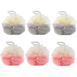 Shower Loofah Sponge - Set of 6 Loofah Bath Sponge - Loofah for Men & Women - Shower Sponge/Pouf for Exfoliating, Two-Colored