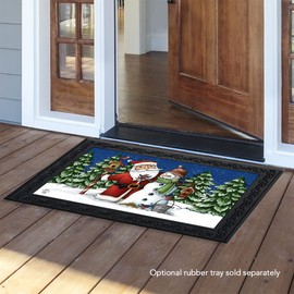 Briarwood Lane Santa and Snowman Christmas Doormat Primitive Birds 18" x 30"