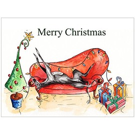 Pack of 12 - Christmas Cards (Xmas Cards) Greyhound Whippet Lurcher Italian Dog Gifts