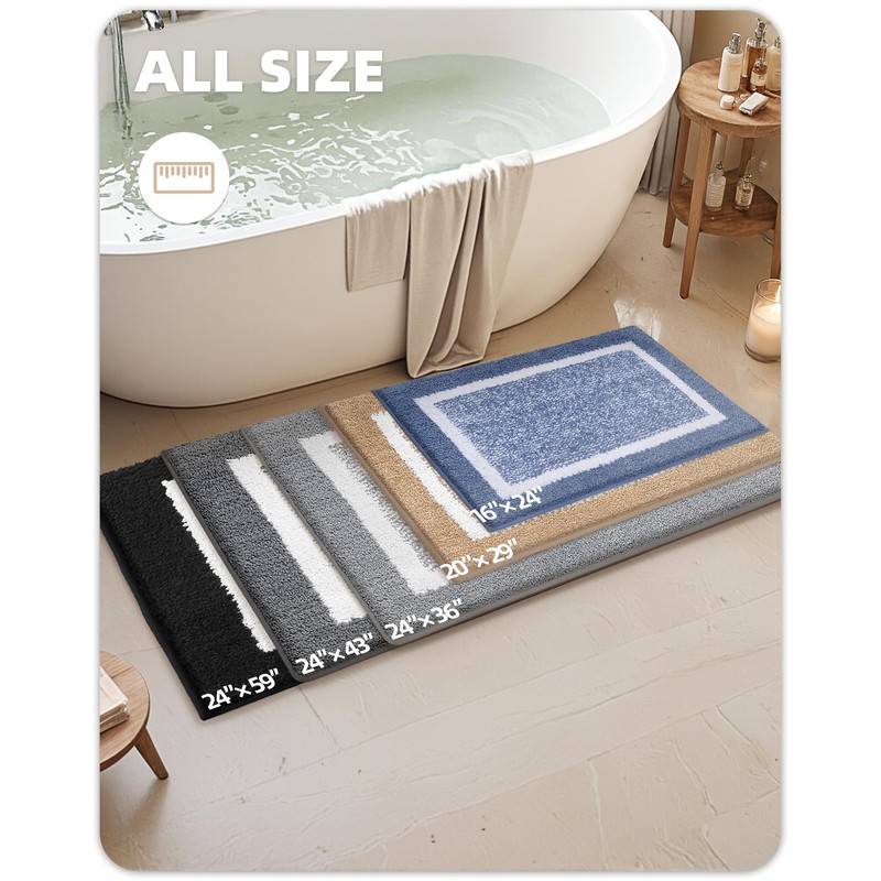 COLOR&GEOMETRY Absorbent Bath Mat 40 x 60 cm, Soft Bathroom