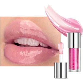 Bluemega Lip Glow Oil Jelly Lip Oil, brillo de labios para una apariencia 3D, brillo de labios de color claro con ácido hialurónico y colágeno vegano para labios llenos de apariencia saludable (1#)