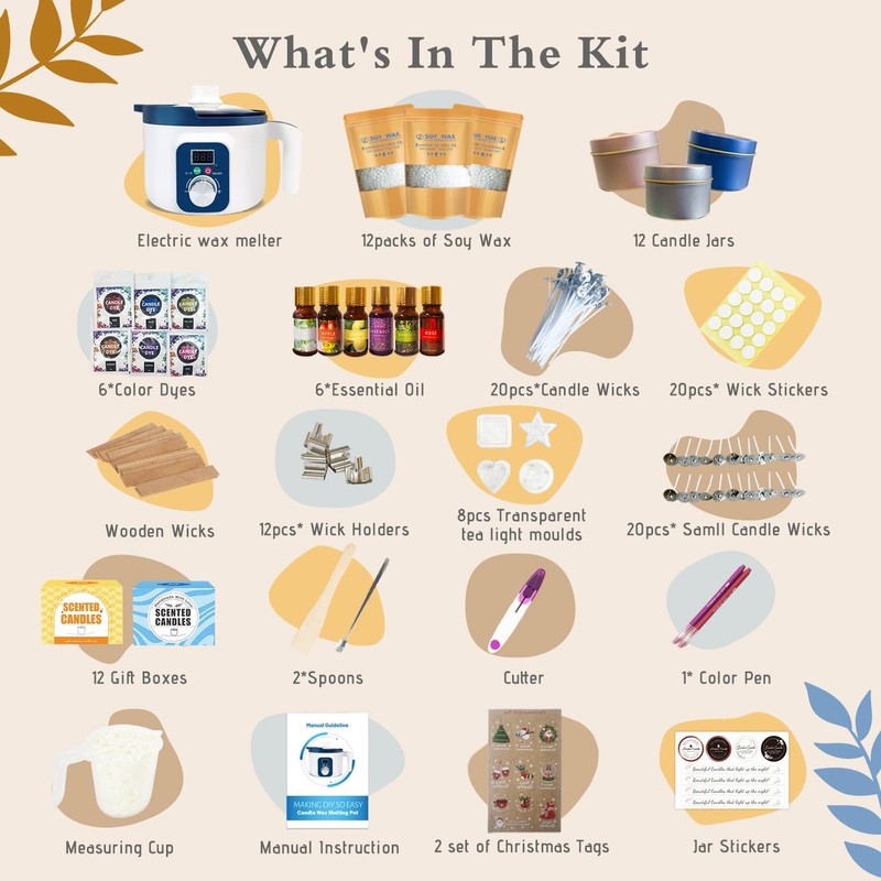 DIY Candle Making Kit for Adults with Smart Wax Melting