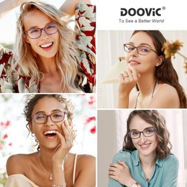 DOOViC 4 Pack Computer Reading Glasses Blue Light Blocking Anti Eyestrain Spring Hinge Stylish Readers for Women 1.50 Strength