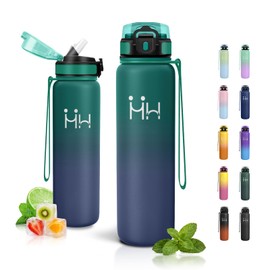 JAPORIA Borraccia 1L con Cannuccia, Borraccia Termica Riutilizzabile, Borracce in Acciaio Inox, a Prova di Perdite, Doppia Parete Isolata, Bottiglia Acqua per Outdoor, Yoga, Viaggi