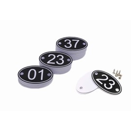 PlayCool ABS Engraved 30mm x 50mm Oval Table numbers (1-50) Pubs Restaurants Clubs - Black - 1 to 50
