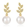 Awinesn Pearl Earrings for Women 14K Gold Plated Pearl Dangle