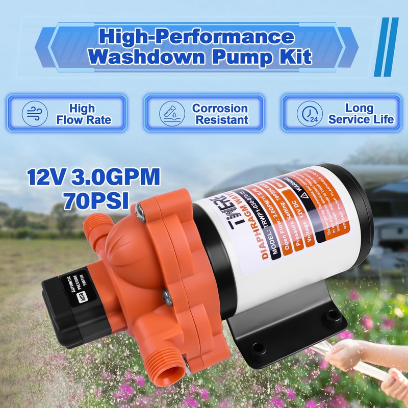 3.0 GPM 70 PSI Washdown Deck Wash Pump Kit, 12V