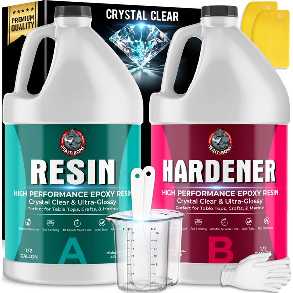 Beast Bond Epoxy Resin - Ultra-Gloss 1 Gallon Kit, Crystal