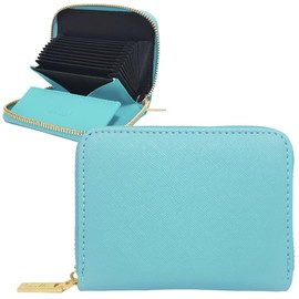 Giselle Wallet Mini Wallet, Card Case, Prevents Bills from Breaking, Large Capacity, Prevents Skimming, Size L: Peacock Blue/Peacock Blue