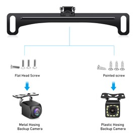 Universal Rear Backup Camera License Plate Bracket, Full Stainless Steel Rear View Camera Mount, Plate Holder for Back up Camera, Dash Cam, Mirror Dash Camera, Not Include Backup Camera