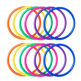 OBTANIM 12 Pcs Plastic Ring Toss Game for Kids and Outdoor Toss Rings for Speed and Agility Practice Games, Random Colors (3.1 Inch)