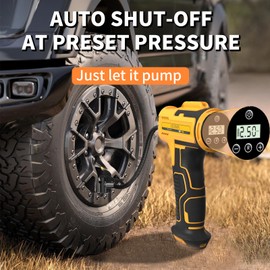 Tire Inflator Portable Air Compressor, Cordless Handheld Air Pump with Rechargeable Battery, Digital Tire Pressure Gauge & Auto Shut-Off for Car, Motorcycle, Bike, Ball