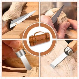DROSOKING Wood Carving Kit, Deluxe Wood Carving Tools with PU Leather Storage Bag, Whittling Kit with 8Pcs Whittling Knives and 5 Detail Carving Knives for Beginners and Enthusiasts