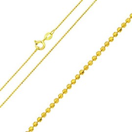 SURANO DESIGN JEWELRY Sterling Silver 1.2 mm Gold Plated Diamond Cut Bead Ball Chain Necklace, Made in Italy (20')