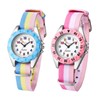 JewelryWe Cute Nylon Strap Watch: Time Teacher Analog Quartz Muticolor