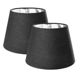 Navaris 2 x Lampshade Table Lamp E27 Round – 16.2 x 15.3 x 22 cm – Lampshades for Table Lamp Set – E 27 Lampshade – Black Silver
