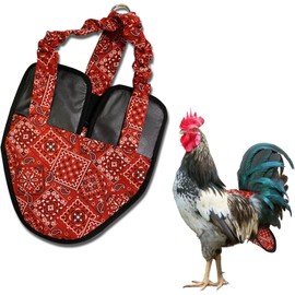 Hen Holster Bird Diaper, Wrap Around - for Hens, Roosters, Ducks, Leak-Proof Design, Comfortable Fleece Strap Bird Harness with Sewn-in Liner, Secure Hook and Loop Closure - XL, Red Bandana