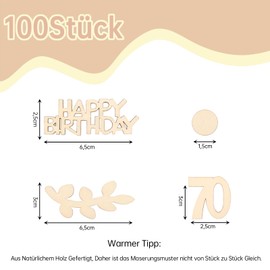 GoldRock Wooden Confetti 70th Birthday Decoration Large 1.5 cm - 6.3 cm, Decoration 70th Birthday Man Woman, Pack of 100 Confetti 70th Birthday, Table Decoration 70th Birthday Decoration, 70th