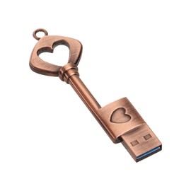 USB Flash Drive, 16GB / 32GB / 64GB /128GB USB 3.0 Metal USB Memory Stick Date Storage Pendrive Thumb Drives (Heart Key, 64, GB)