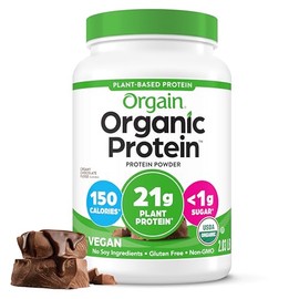 Orgain Proteína en polvo orgánica a base de plantas, dulce de azúcar cremoso de chocolate - 21 g de proteína, vegano, bajo en carbohidratos netos, no 