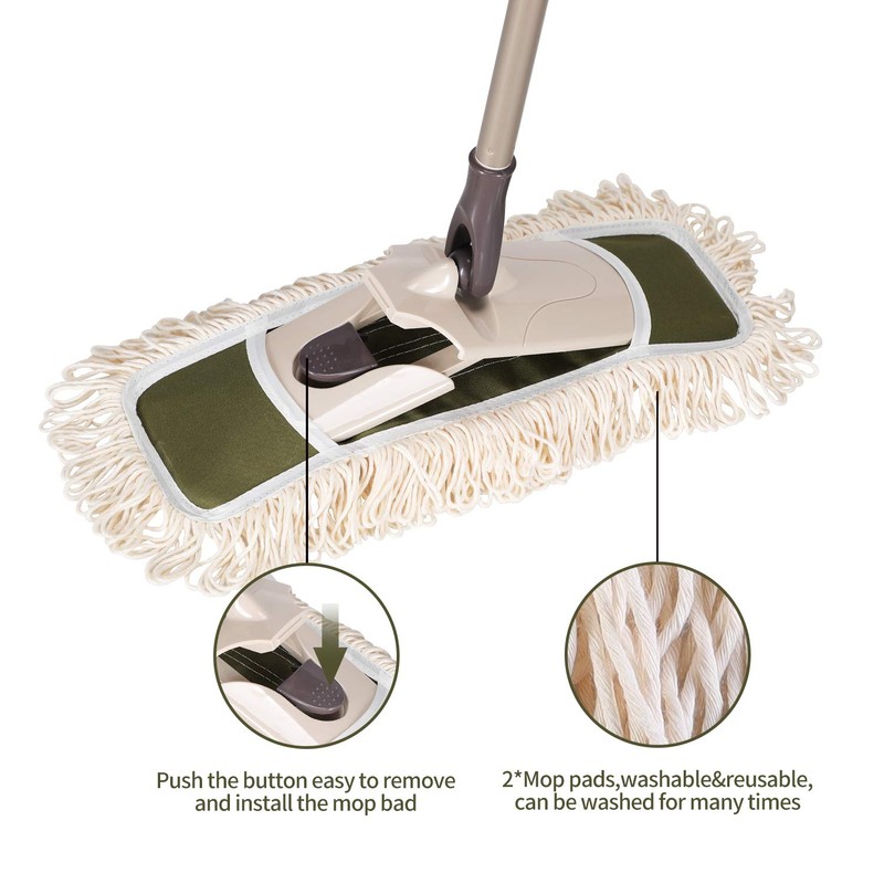 Eyliden Dust Mop with Reusable Washable Pads - One Touch