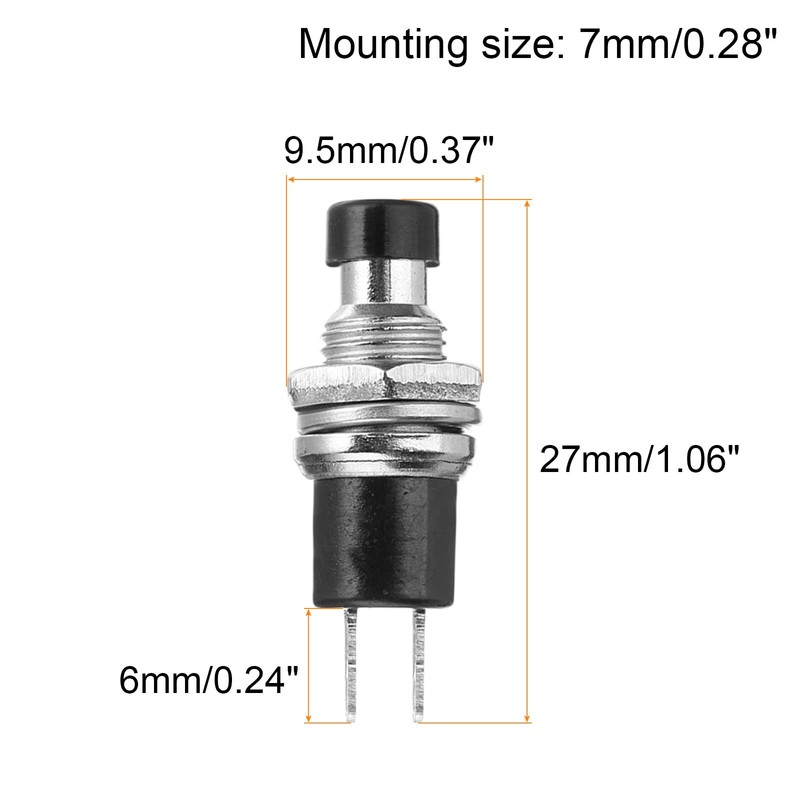 sourcing map 10 Pcs 1A 250V AC 7mm Mini Momentary