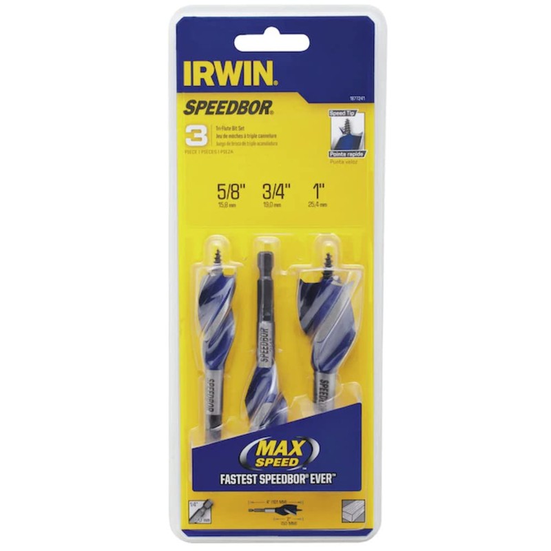 Speedbor IRWIN Tools 1877241 SPEEDBOR MAX Wood Drilling Bits, 4-inch3-Piece