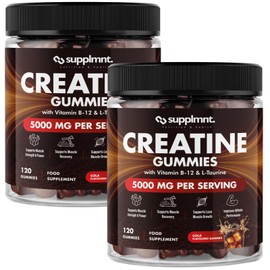 Creatine Gummies 5000mg 120ct Max Strength Muscle Growth/Recovery Supplements for Men & Women Creatine Monohydrate, B12 & L-Taurine Vegan, 2 Months Supply, Cola & Cola