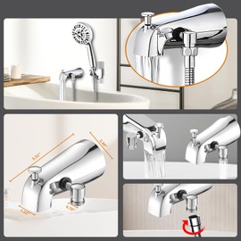 Tub Spout with Diverter,Bathtub Faucet with Shower Diverter,Fits 1/2" or 3/4" Threaded Pipes,Chrome Finish