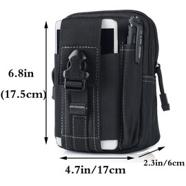FiveloveTwo Small Multi-Purpose Poly Tool Holder EDC Pouch Waist Bag Military Nylon Utility Tactical Molle Pack Camping Hiking Pouch Black
