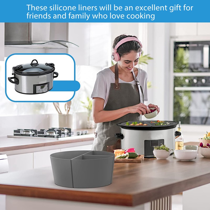 3 in 1 Slow Cooker Liner 6QT Silicone Cook Pot