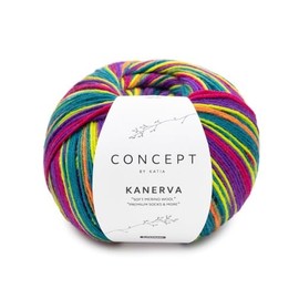 Katia Concept 150 g Kanerva Socks - Colour 101 - Orange Pearl Blackberry Pistachio Green - Premium Socks and More