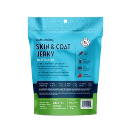 Buckley Dog Jerky Treats - All-Natural Glucosomine, Whole Food Nutrition - Skin + Coat, Hip and Joint Support - Salmon, Beef and Chicken