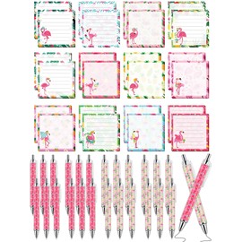 Handepo 48 Pcs Flamingo Sticky Notes and Pens Bulk Notepads Gel Ink Pens Flamingo Funny Cute to Do List Note Pads Supplies Writing Party Favor Set for School Office Home Gifts