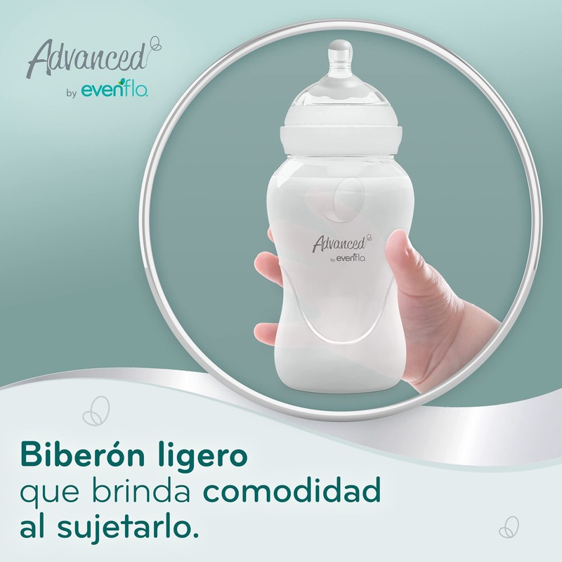 Advanced by Evenflo, Biberón Anticólicos Cuello Ancho, Niña, Color Rosa