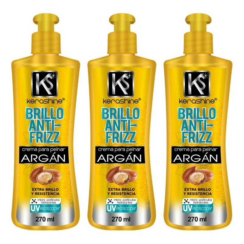 Kerashine Crema Para Peinar Argán Antifrizz 270 Ml C/u -